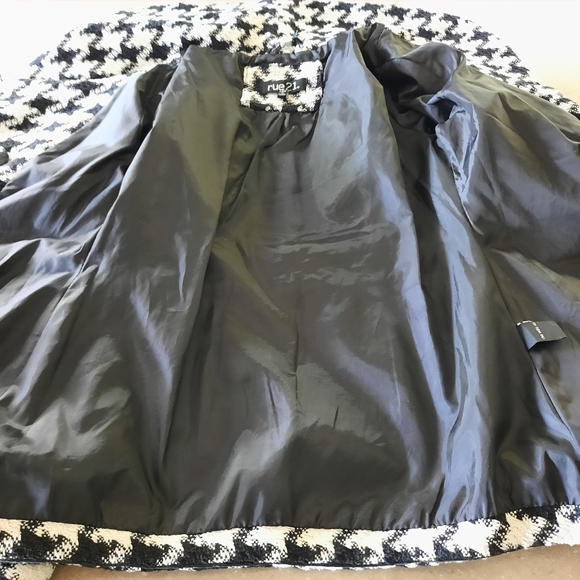 Wool Blend Oversized Houndstooth Coat Jacket Size Med Black White Rue 21 - Picture 16 of 16